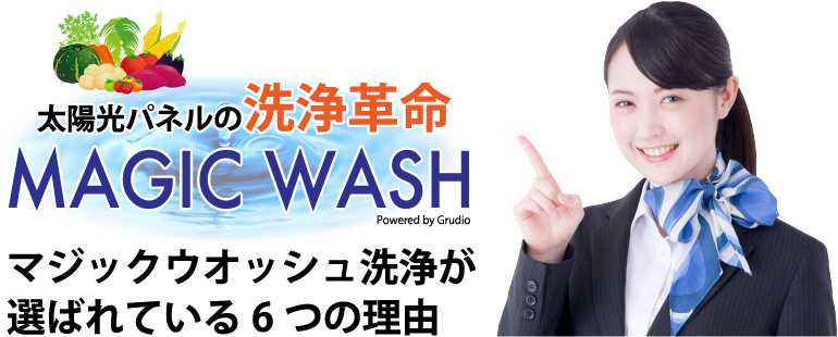 野菜も洗える洗浄水 太陽光パネルの洗浄革命 MAGIC WASH　マジックウオッシュ洗浄が選ばれている6つの理由